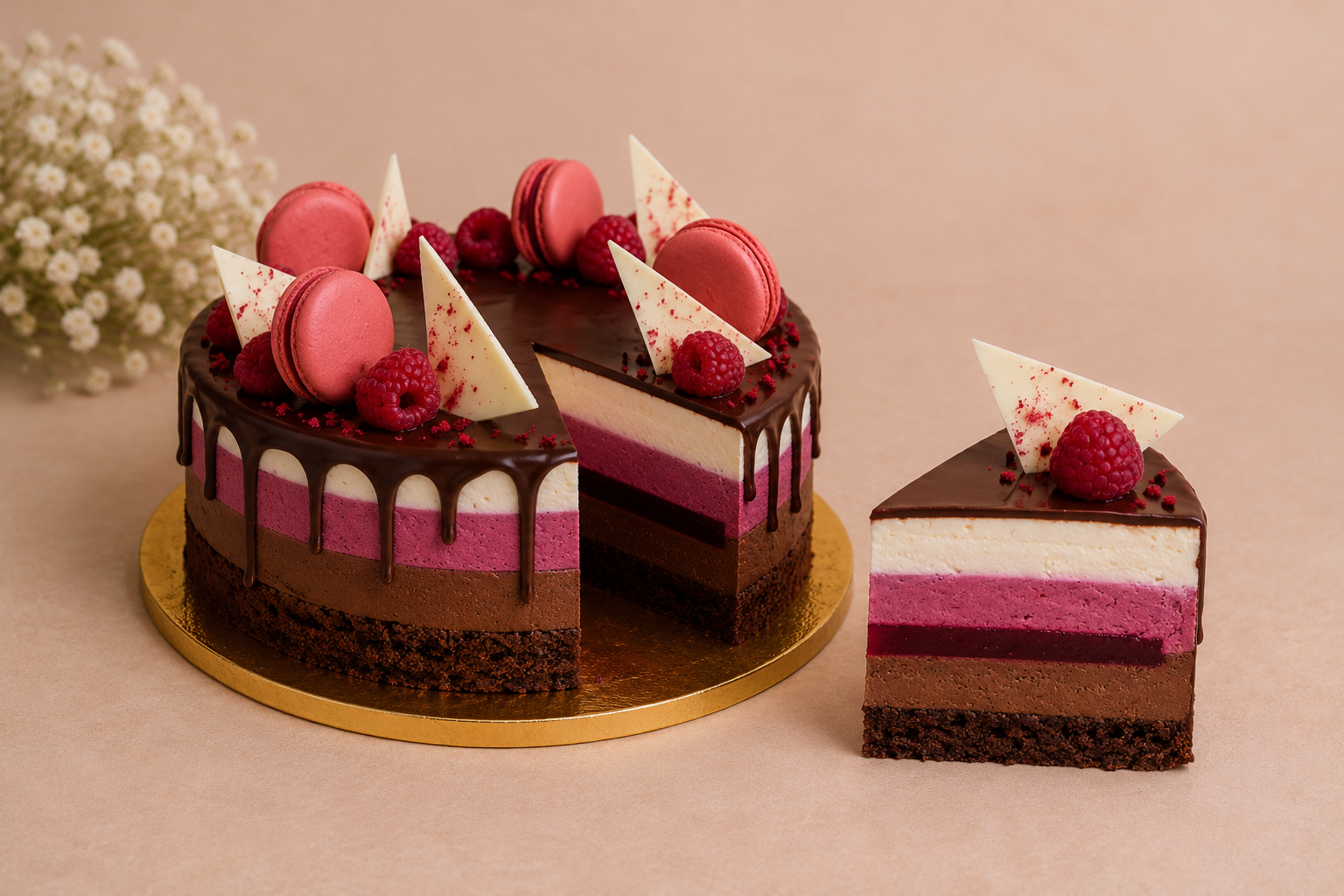 Tort Trio Zmeura si Ciocolata – kg